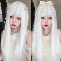 OLACARE Synthetic Super Long Curly Lolita Wig With Bangs 120cm Blonde White Pink Cute Fake Hair Women Halloween Cosplay Wigs P6 613