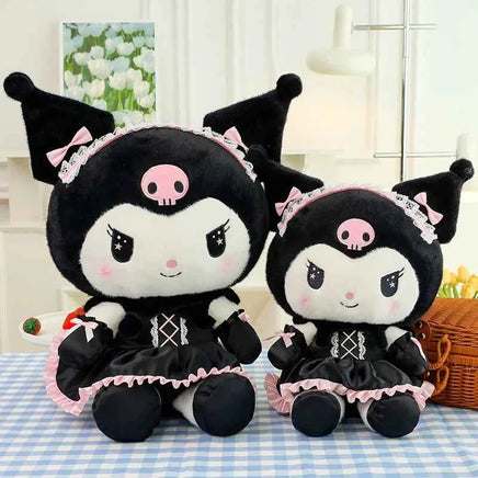 25cm Cartoon Sanrio Dress Kuromi Plush Toys Pillow Kawaii Dark Kuromi Peluch Toy Soft Stuffed Doll Xmas Gift For Girls