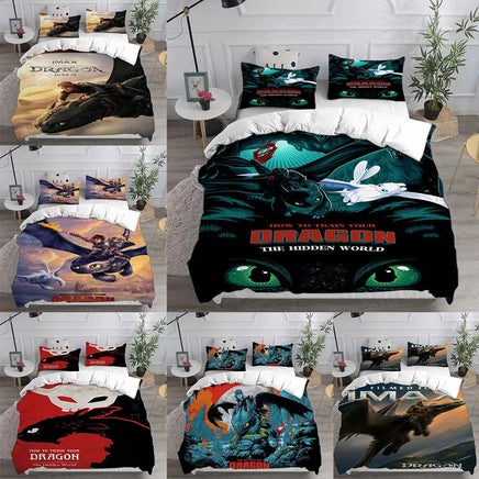 How to Train Your Dragon Bedding Sets Comforter Quilt Bed Cover Duvet Cover Pillow Case 2-3 Pieces Sets Bedroom Decoration Lusy Store