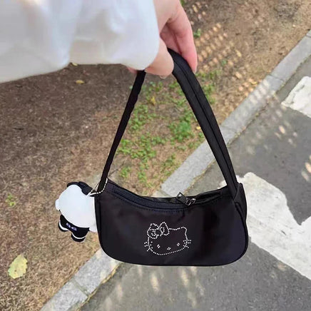 Kawaii Hello Kitty Diamond Tote Sanrio KT Handbags Dumpling Handbags Fashion Shoulder Armpit Bags Women's Satchel Backbags Gifts