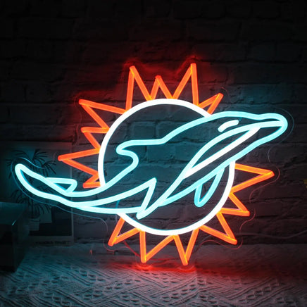 Lusy Store LLC Dolphins Neon Signs For Bedroom Living Room Bar Sport Bar Club Wall Decor Gifts Neon Sign