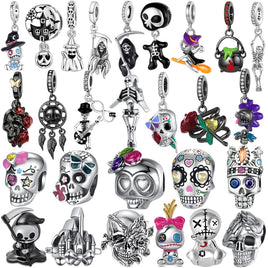 Gothic 2025 Charms 925 Sterling Silver Halloween Nightmare Skull Skeleton Beads Fit Snake Chain Bracelet Necklace DIY Jewelry