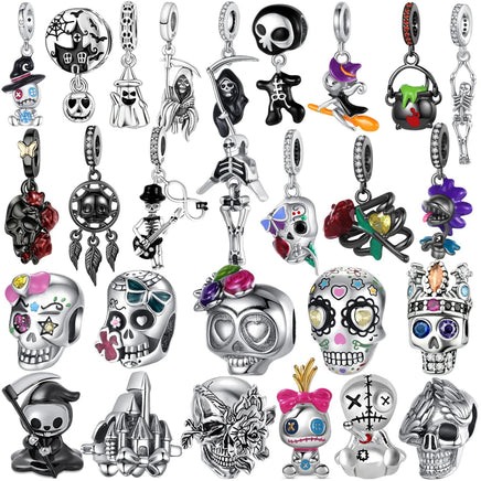 Gothic 2025 Charms 925 Sterling Silver Halloween Nightmare Skull Skeleton Beads Fit Snake Chain Bracelet Necklace DIY Jewelry