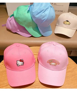 Lusy Store LLC Hello Kitty Kuromi Snapback Cap Cinnamoroll Cotton Baseball Cap For Child Hip Hop Hat