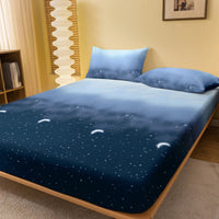 1 Simple modern starry sky printed matte Fitted Sheet, bedroom printed bed cover, bedding (excluding pillowcases) Lusy Store