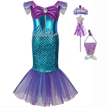 Halloween Costumes for Kids Sleeveless Mermaid Dress Fairy Tale Princess Girls Playing Vestidos Funny Disfraces Carnival Mermaid costume 01 CHINA