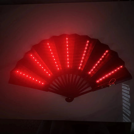 Glow Folding Led Fan Dancing Light Fan Night Show Halloween Christmas Rave Festival Accessories Glow In The Dark Party Supplies red 10 inches