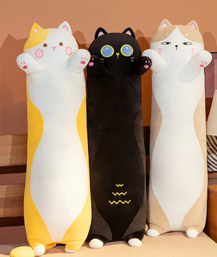 Lusy Store LLC Long Giant Cats Plush Toy Cylidrical Animal Bolster Pillow Cat Stuffed Plushie Children Sleeping Friend Gift Plush