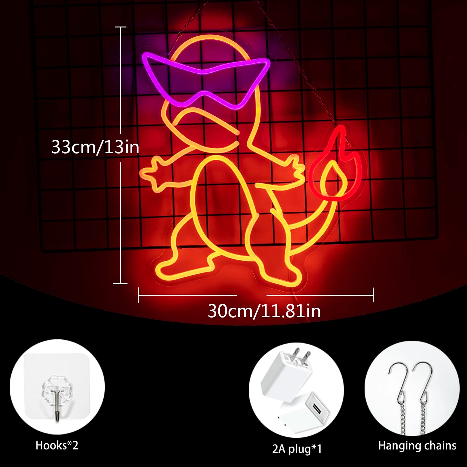 Lusy Store LLC Firedragon Neon Sign for Game Room Man Cave Bar Kids Bedroom Wall Decor USB Powered Gift For Kids Neon Sign