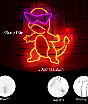 Lusy Store LLC Firedragon Neon Sign for Game Room Man Cave Bar Kids Bedroom Wall Decor USB Powered Gift For Kids Neon Sign