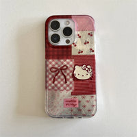 Lusy Store Sanrio Cute Cartoon Coffee Hello Kitty Phone Case For iPhone16 13 14 15 Pro Max Kawaii Acrylic All-Inclusive Soft Case Gift Soft 