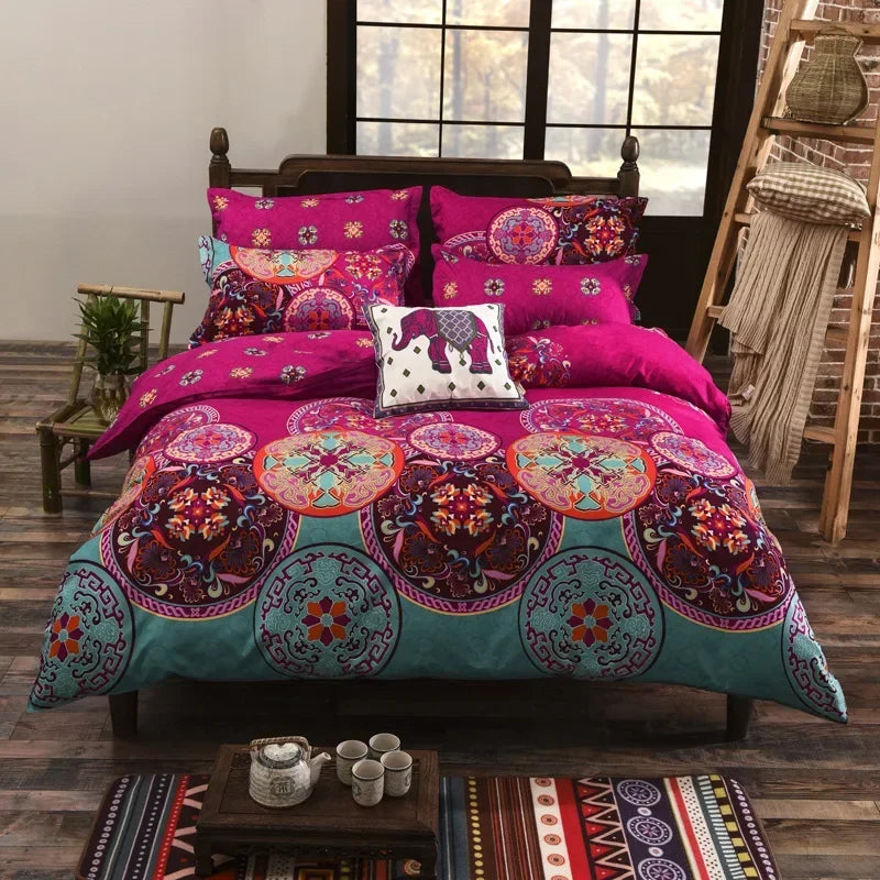 Bohemian Style Bedding set Mandala Floral Printed Duvet Cover Pillowcase Germany Single Double Queen Super King Size 3pcs Sets Lusy Store