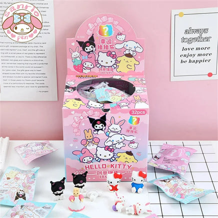 Eraser Rubber 32pcs Kawaii Students Stationery Kuromi Hello Kitty 3D Eraser Clean Tools Gifts