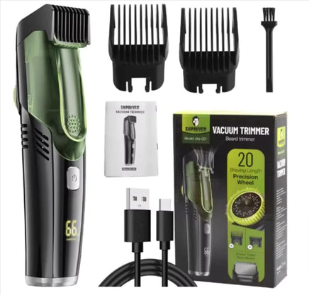 Washable Electric Vacuum Beard Trimmer: Mess-Free Wet & Dry Grooming with Auto-Suction! - Lusy Store LLC 