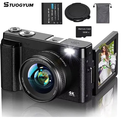 4K 48MP Compact Camera with Flip Screen & Autofocus - Lusy Store LLC 