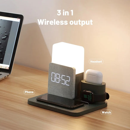 LED Light Bedside Lamp Qi Wireless Charger Dock