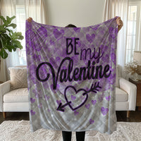 Valentine's Day Linen Bedding Set - Romantic Purple Hearts Design