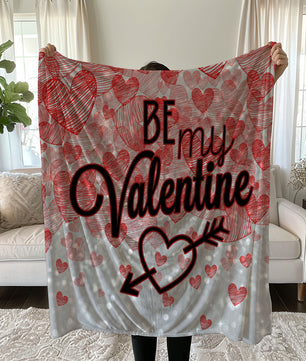 Valentine's Day Linen Bedding Set with Red Hearts and BE MY VALENTINE Text duvet cover