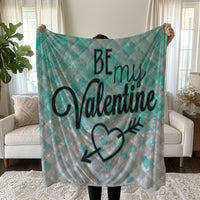 Valentine's Day Linen Bedding Set - Romantic Teal Hearts Design