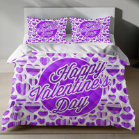 Valentine's Day Bedding Set - Purple Heart Pattern, Eco-Friendly Linen 4pcs - Quilt Sets