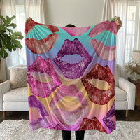 Vibrant Lip Print Ombre Linen Duvet Cover Set - Eco-Friendly & Hypoallergenic