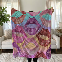 Vibrant Lip Print Ombre Linen Duvet Cover Set - Eco-Friendly & Hypoallergenic