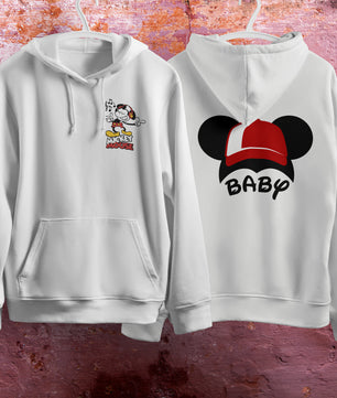 Mickey Mouse Hoodie Vintage White Khaki Hoodie Long Sleeve Hooded Pullover Personality Streetwear