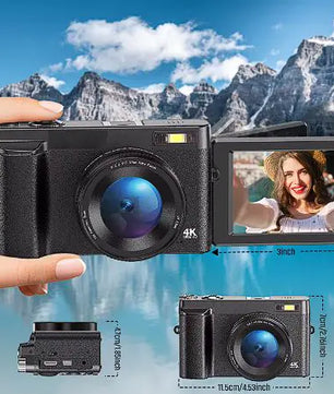 4K 48MP Compact Camera with Flip Screen & Autofocus - Lusy Store LLC 