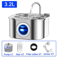 Ultra-Quiet Stainless Steel Cat Fountain with Automatic Sensor & Filter Silver 3.2L-sensor