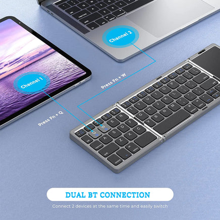 Foldable Rechargeable Wireless Bluetooth Keyboard for PC, Mac, Smartphone Windows, iOS, & Android