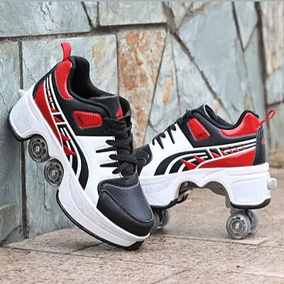 Casual Sneakers Walk Roller Skates Black Red 40
