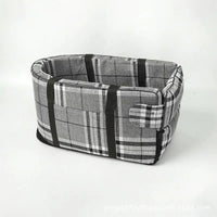 Pet Carpool Seat Grey Grid 48*26*24 18.9*10.2*9.4 inch