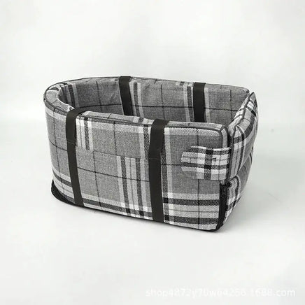 Pet Carpool Seat Grey Grid 48*26*24 18.9*10.2*9.4 inch
