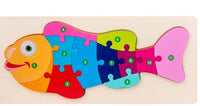 Children's Cartoon Number Animal Puzzle – Wooden 3D Fun Small fish