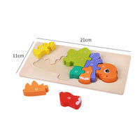 Lusy Store Wooden Montessori 3D Puzzle for Kids &ndash; Dinosaur Edition Wooden &amp; Pegged Puzzles