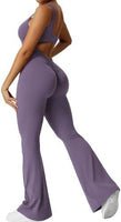 Lusy Store Women Sleeveless Flare Jumpsuits Fitness Yoga Long Pants One-Pieces