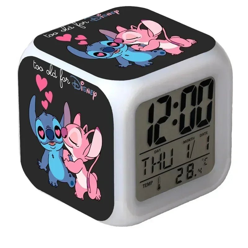 Alarm Clock with Night Light and Color Changing LEDs - Lilo & Stitch Desk Home Decor for Kids - Lusy Store LLC
