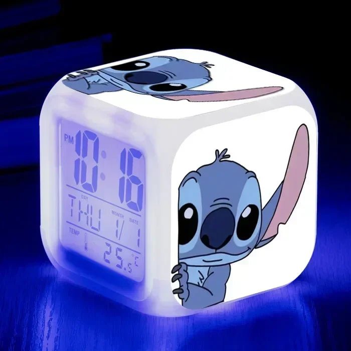 Alarm Clock with Night Light and Color Changing LEDs - Lilo & Stitch Desk Home Decor for Kids - Lusy Store LLC