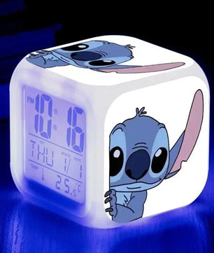 Alarm Clock with Night Light and Color Changing LEDs - Lilo & Stitch Desk Home Decor for Kids - Lusy Store LLC
