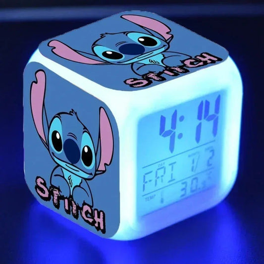 Alarm Clock with Night Light and Color Changing LEDs - Lilo & Stitch Desk Home Decor for Kids - Lusy Store LLC