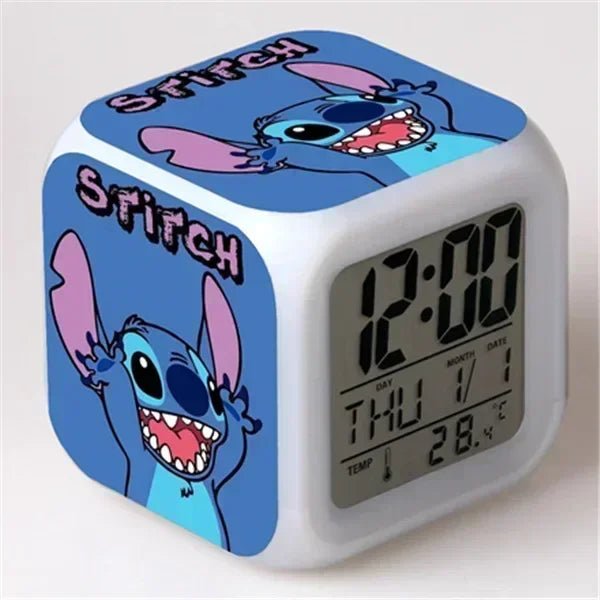 Alarm Clock with Night Light and Color Changing LEDs - Lilo & Stitch Desk Home Decor for Kids - Lusy Store LLC