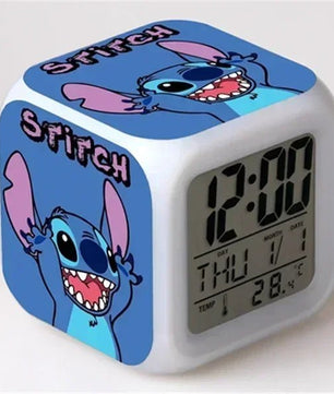 Alarm Clock with Night Light and Color Changing LEDs - Lilo & Stitch Desk Home Decor for Kids - Lusy Store LLC