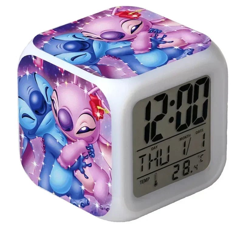 Alarm Clock with Night Light and Color Changing LEDs - Lilo & Stitch Desk Home Decor for Kids - Lusy Store LLC