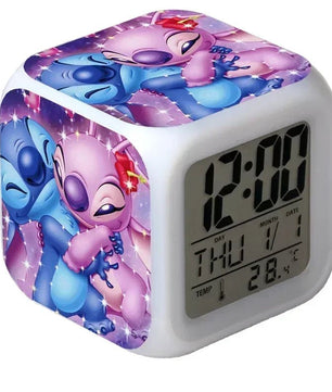 Alarm Clock with Night Light and Color Changing LEDs - Lilo & Stitch Desk Home Decor for Kids - Lusy Store LLC