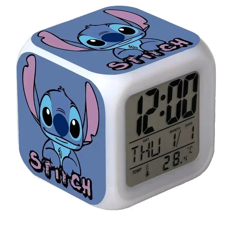 Alarm Clock with Night Light and Color Changing LEDs - Lilo & Stitch Desk Home Decor for Kids - Lusy Store LLC