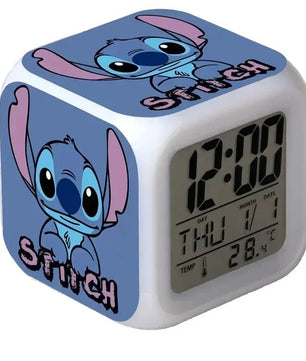 Alarm Clock with Night Light and Color Changing LEDs - Lilo & Stitch Desk Home Decor for Kids - Lusy Store LLC
