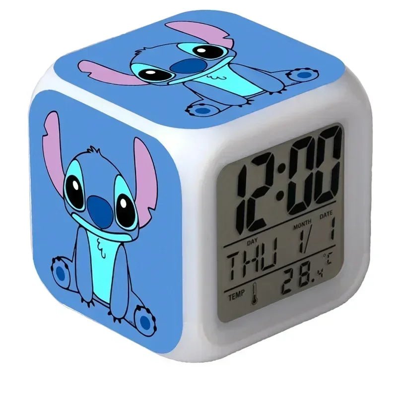 Alarm Clock with Night Light and Color Changing LEDs - Lilo & Stitch Desk Home Decor for Kids - Lusy Store LLC