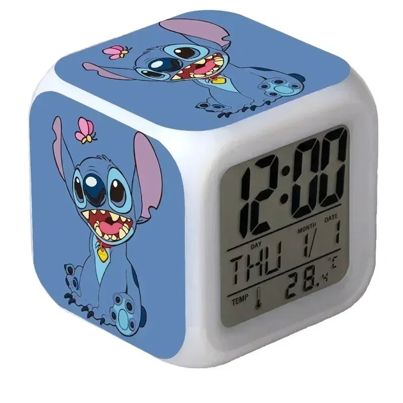 Alarm Clock with Night Light and Color Changing LEDs - Lilo & Stitch Desk Home Decor for Kids - Lusy Store LLC