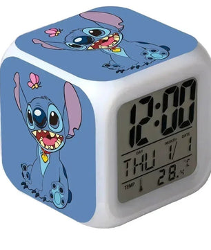 Alarm Clock with Night Light and Color Changing LEDs - Lilo & Stitch Desk Home Decor for Kids - Lusy Store LLC