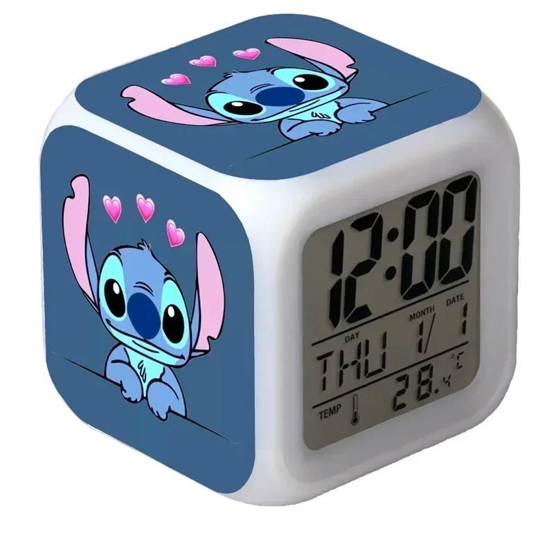 Alarm Clock with Night Light and Color Changing LEDs - Lilo & Stitch Desk Home Decor for Kids - Lusy Store LLC